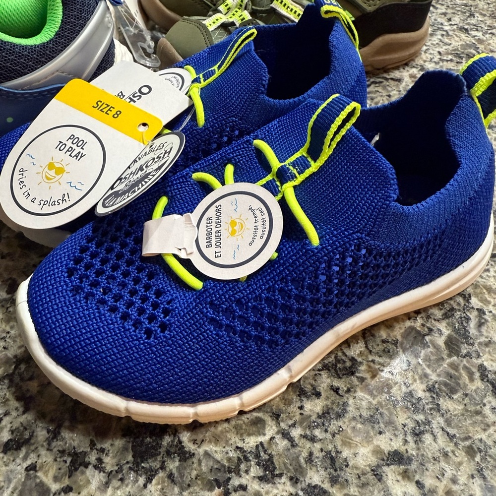 OshKosh Carters Boys Size 8 Shoes - Blue Green Grey Shoes Kids - Picture 2 of 7